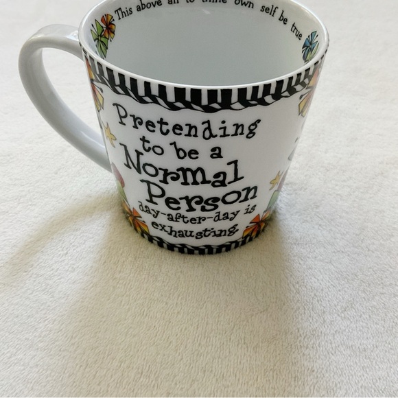 Suzy Toronto Pretending to Be A Normal Person Mug Cup Colorful Floral Whimsical - Picture 5 of 9